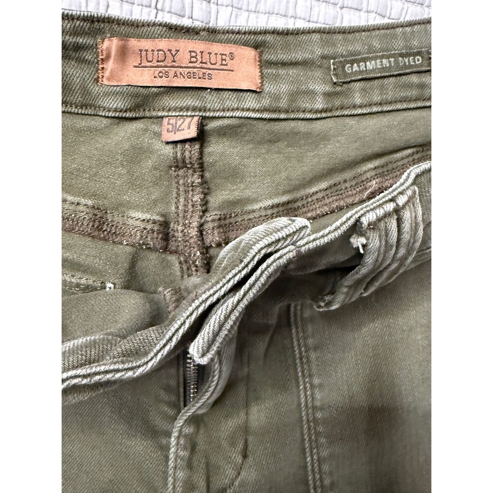 Judy Blue 5/27 Olive Green High Rise Utility Slim Cuffed Stretch Jeans Military - Picture 4 of 12